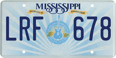 MS license plate LRF678