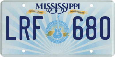 MS license plate LRF680