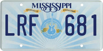 MS license plate LRF681