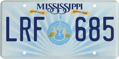 MS license plate LRF685