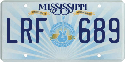 MS license plate LRF689