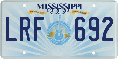 MS license plate LRF692
