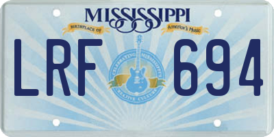 MS license plate LRF694