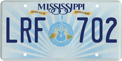 MS license plate LRF702