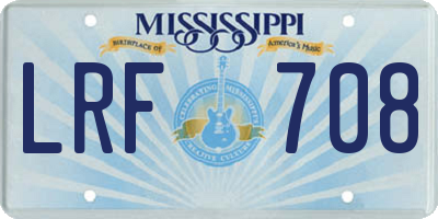 MS license plate LRF708