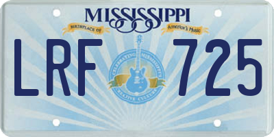 MS license plate LRF725
