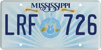 MS license plate LRF726