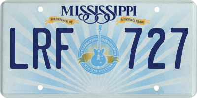 MS license plate LRF727