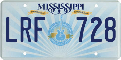 MS license plate LRF728