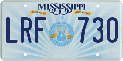 MS license plate LRF730