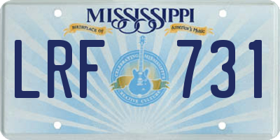 MS license plate LRF731