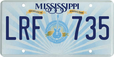 MS license plate LRF735