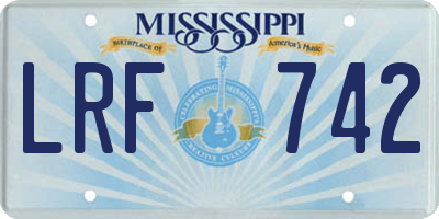 MS license plate LRF742