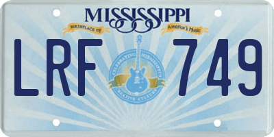 MS license plate LRF749
