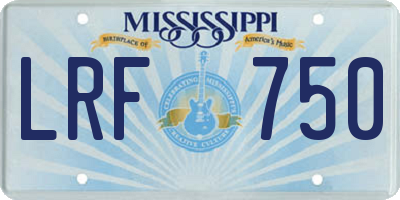 MS license plate LRF750