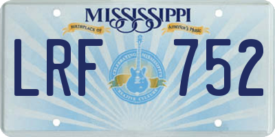 MS license plate LRF752