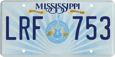 MS license plate LRF753