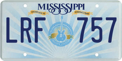 MS license plate LRF757