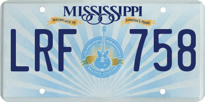 MS license plate LRF758