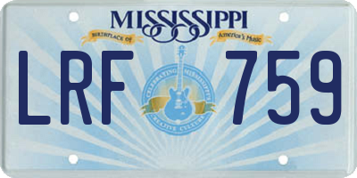 MS license plate LRF759