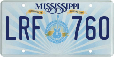 MS license plate LRF760