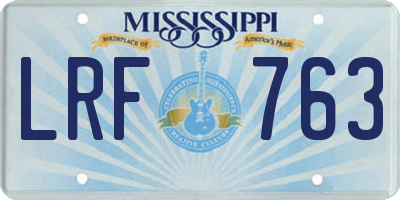 MS license plate LRF763