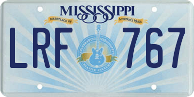 MS license plate LRF767