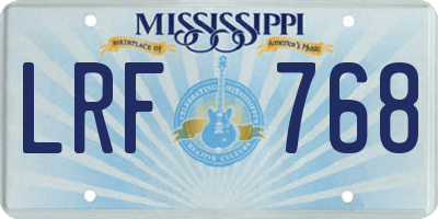 MS license plate LRF768