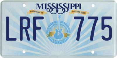 MS license plate LRF775