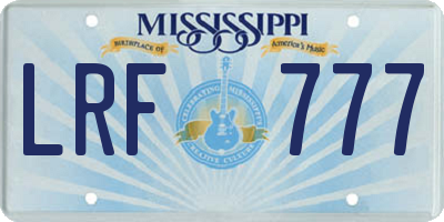 MS license plate LRF777
