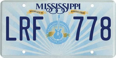 MS license plate LRF778