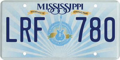 MS license plate LRF780
