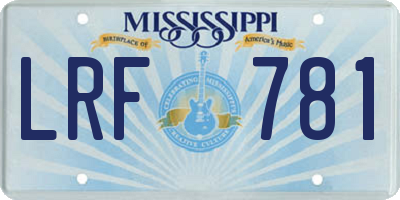 MS license plate LRF781