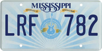 MS license plate LRF782