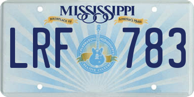 MS license plate LRF783