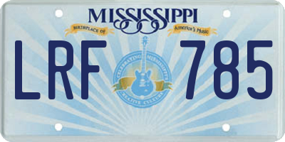 MS license plate LRF785
