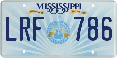 MS license plate LRF786