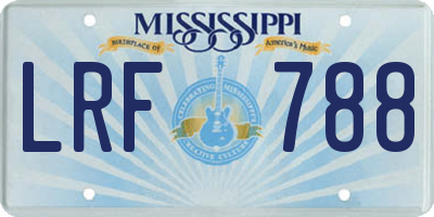 MS license plate LRF788