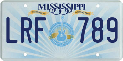 MS license plate LRF789