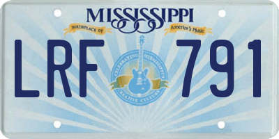MS license plate LRF791