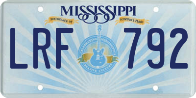 MS license plate LRF792