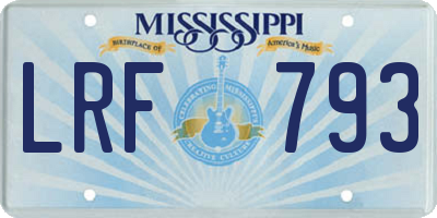 MS license plate LRF793