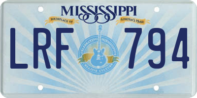 MS license plate LRF794