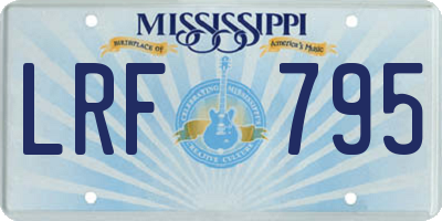 MS license plate LRF795
