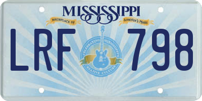 MS license plate LRF798