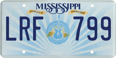 MS license plate LRF799