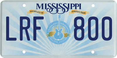 MS license plate LRF800