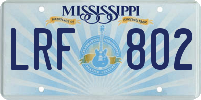 MS license plate LRF802