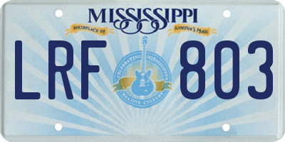 MS license plate LRF803