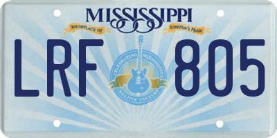 MS license plate LRF805
